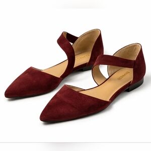 Express Burgundy Suede Pointed Toe Flats – Size 7